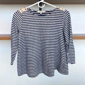 Eri+Ari Brand Striped Long Sleeve Top With Cross Tie Shoulders / Women's Size XS